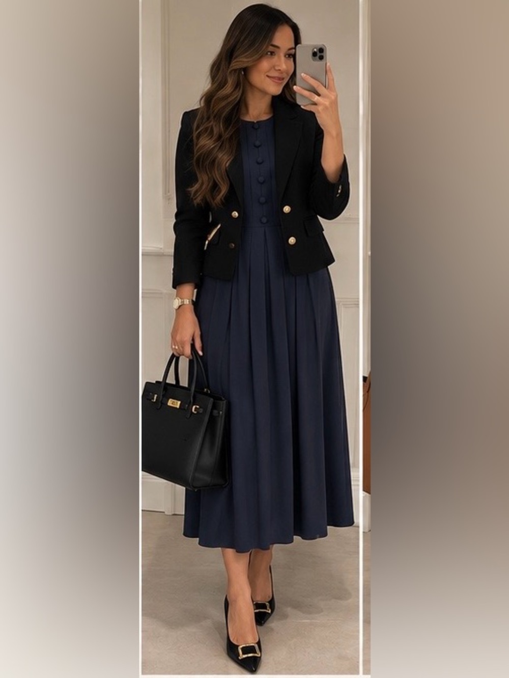Vintage David Warren DW3 Blue Maxi Dress Half Button Front - Size 12